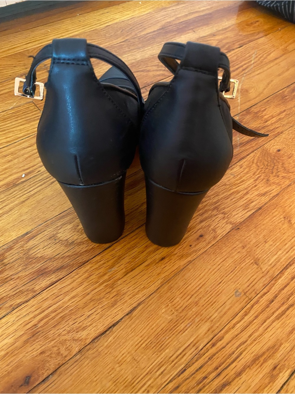Jessica Simpson Black Block Heel Ankle Strap Sandals
